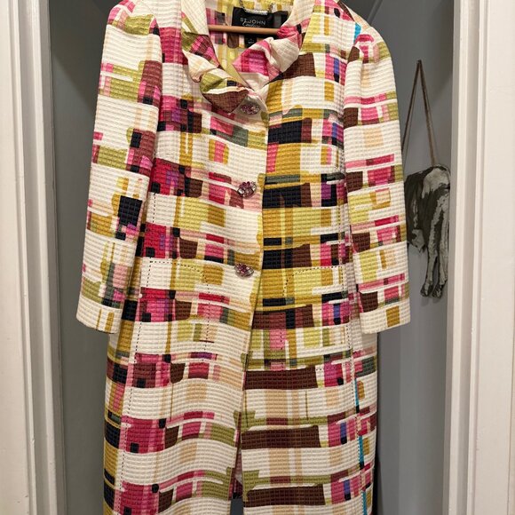 Colorful Coat with Jeweled Buttons